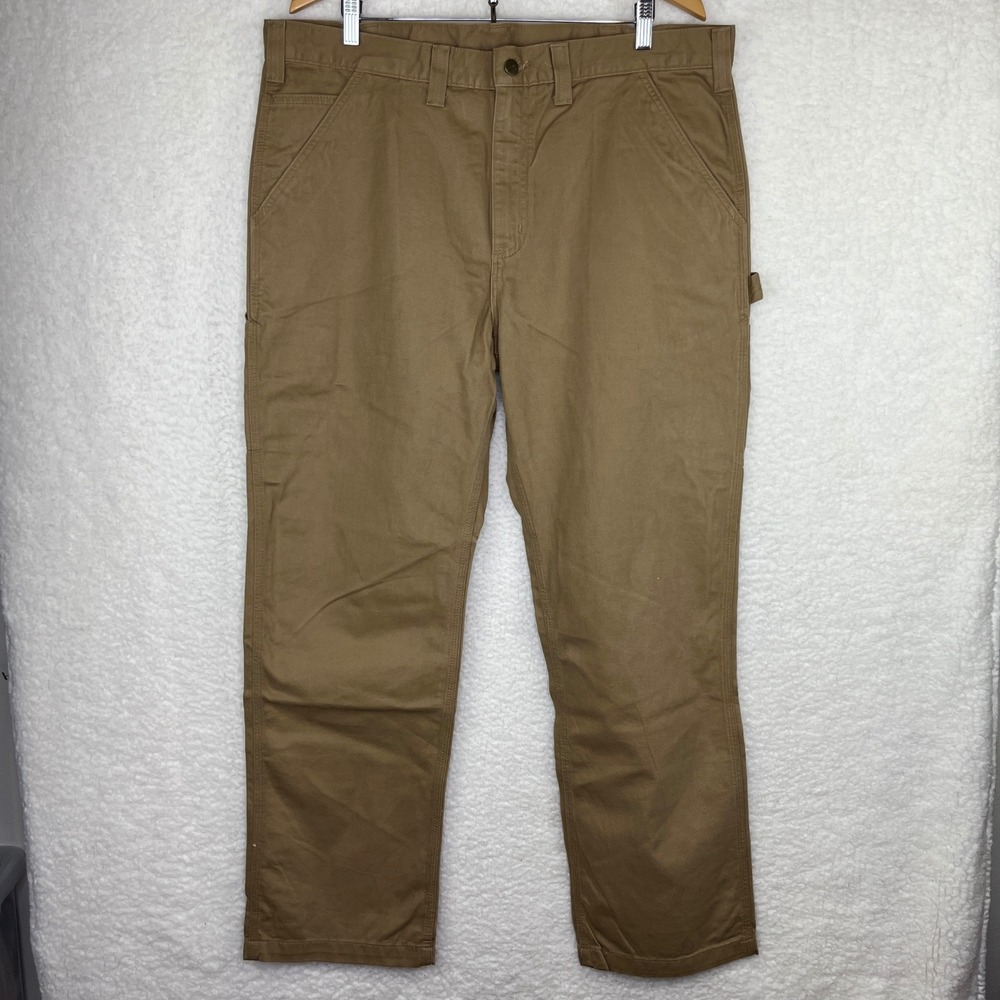 Carhartt Rugged Flex Canvas Carpenter Work Pants Brown 40x32 Mens Straight Leg